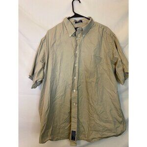 REPP MENS BIG TALL TAN BUTTON UP SHIRT SIZE 18 1/2 18.5 SHORT SLEEVE
